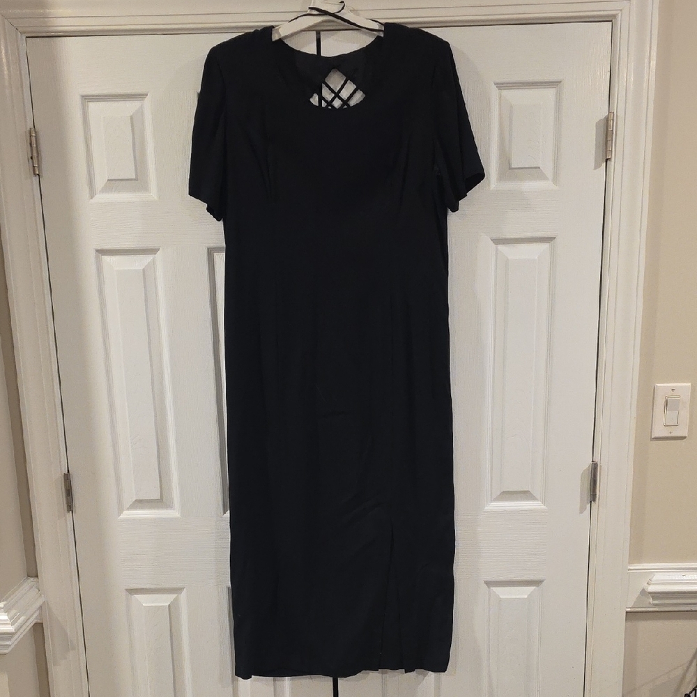 Scarlett Black Midi Dress with Cutout Detail
